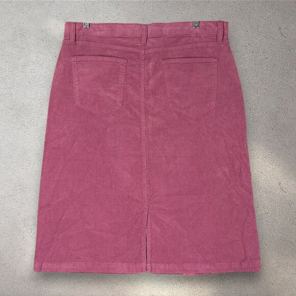 St. John's Bay Corduroy Midi Skirt Women's 16 Pink Slim Stretch Preppy Academia - Picture 2 of 10